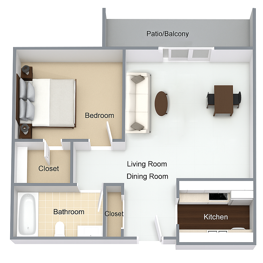 1x1 Floor Plan